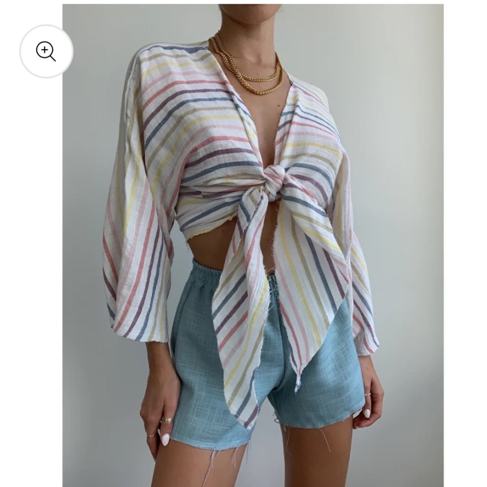 Cheryl Herger Lin Tie Multi color Women's Top one size